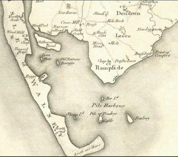 old map of islands off the Furness peninsula