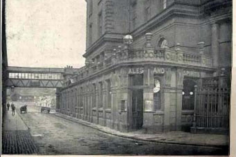 Hotel and covered walkway