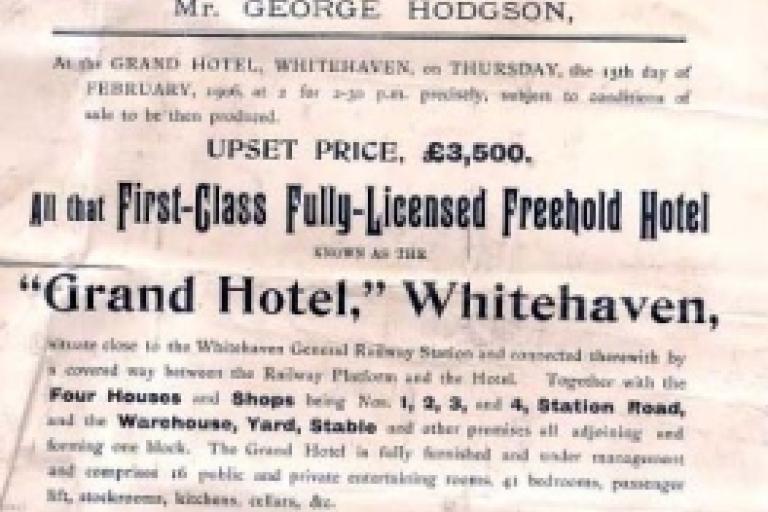 Front page advertising auction of hotel